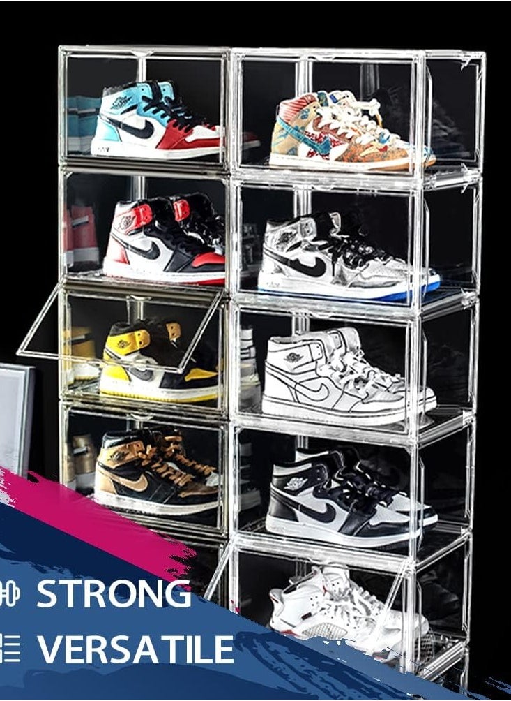 CityRiya-Long Shoe Organizer Shoe Storage Box Clear Plastic Stackable Shoes Organizer for Closet Sneaker Storage Bins with Lids Shoe Storage Containers Clear Shoe Boxes for Entryway Closet