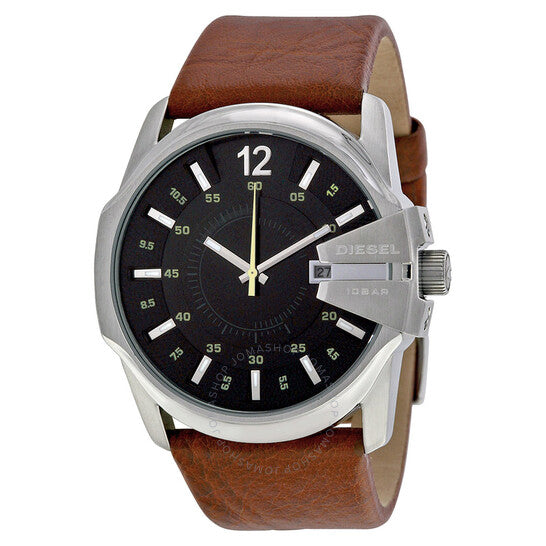 Diesel Master Chief Black Dial Brown Leather Men's Watch