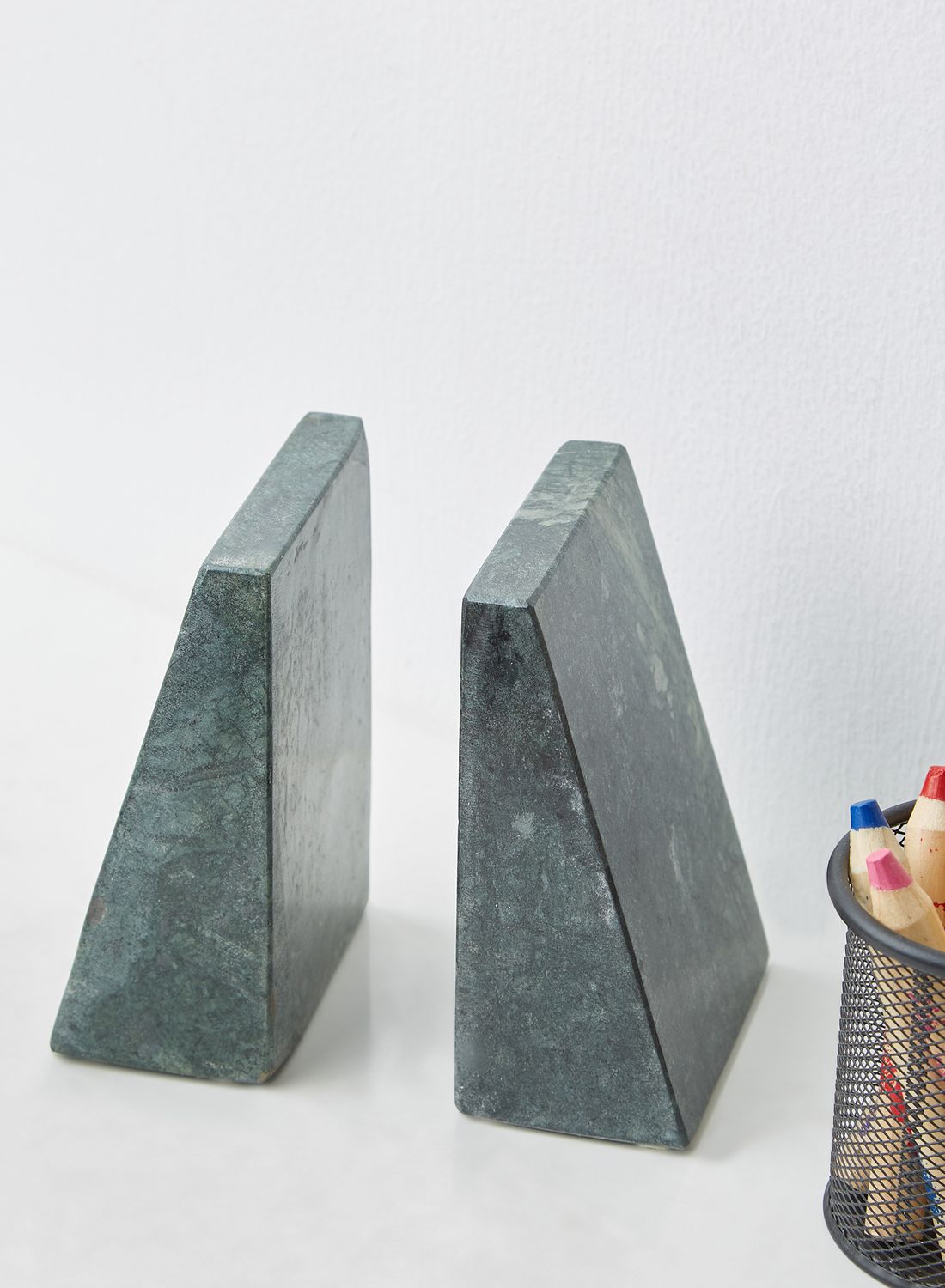 Premier Set Of 2 Green Marble Bookends