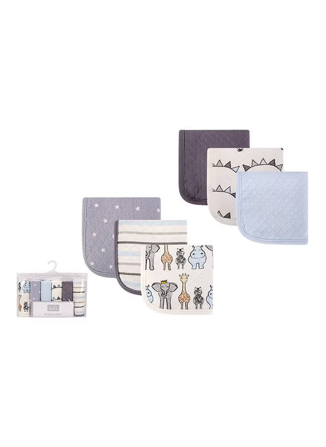 Hudson Baby 6 Piece Quilted Washcloths Royal Safari