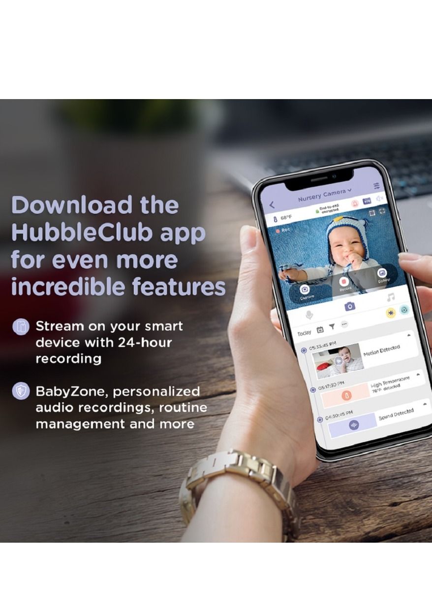 Hubble Connected Hubble Connected Nursery Pal Glow - Smart Baby Monitor for Infants / Babies with Wireless Security Video Camera for Nursery - 2-Way Talk, Sleep Trainer, Infrared Night Vision -White