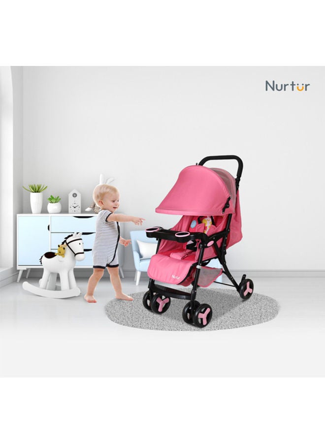 Nurtur Ryder Lightweight Baby Stroller Storage Basket Detachable Food Tray 5 Point Harness Adjustable Canopy Adjustable Reclining Seat And Leg Rest