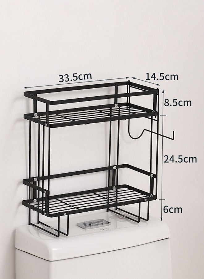 Amal Punch-Free Knock Down Wall-Mounted Double Layer Adhesive Bathroom Shelf Organizer Over The Toilet Bathroom Rack