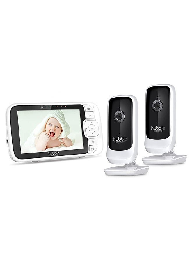 Hubble Connected Nursery View Premium Twin Cameras Video Baby Monitor With 5 Inch Screen, Infrared Night Vision, Split Screen, Digital Zoom and Room Temperature Sensor