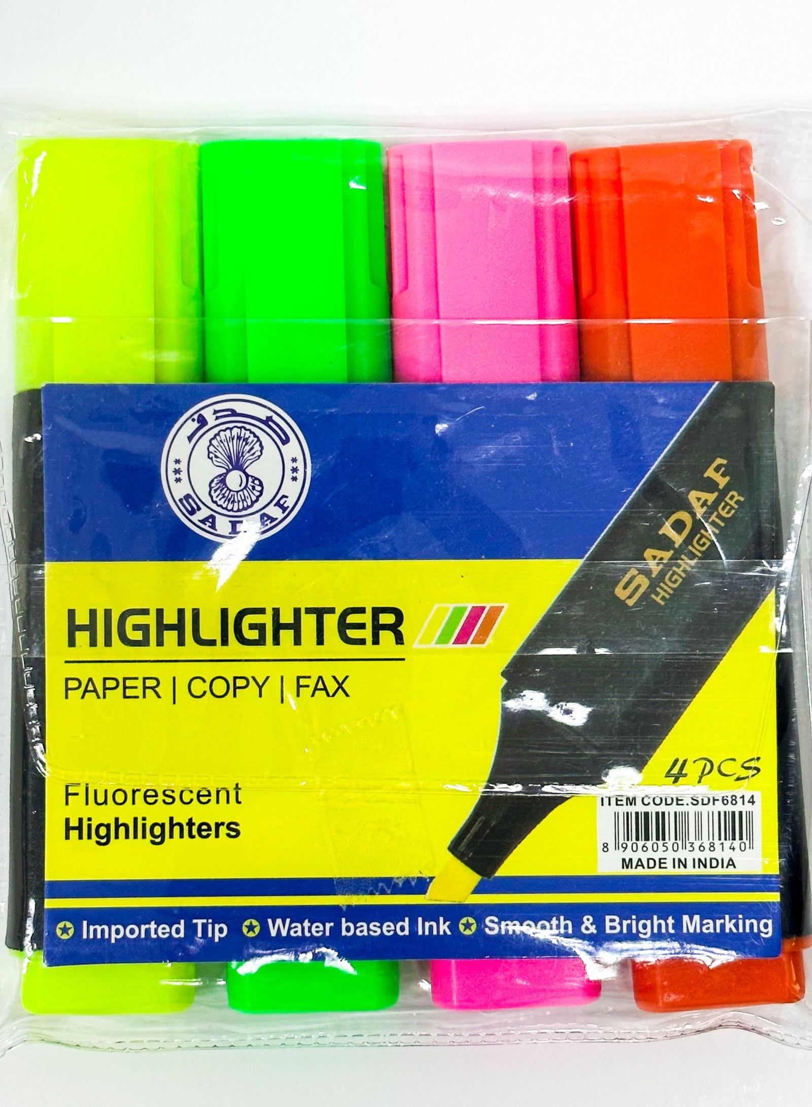 Sadaf Fluorescent Highlighters pack of 4