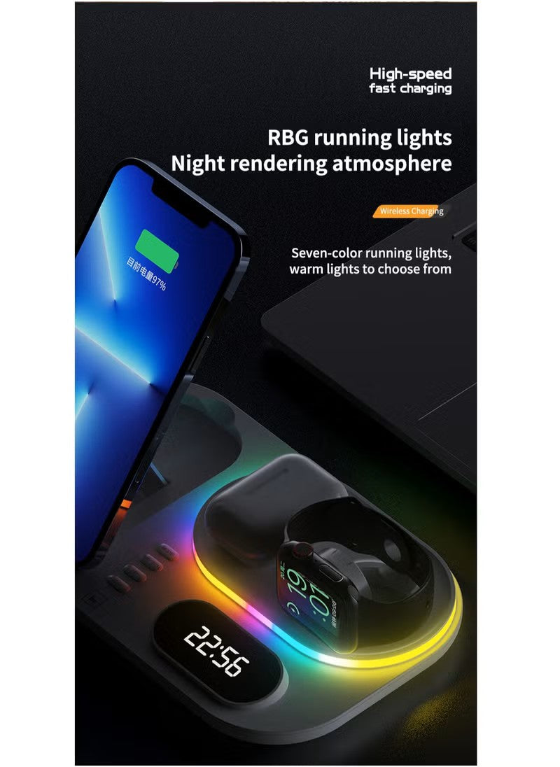 4 in 1 Wireless Charger 30W Station with QI fast mobile charging for Apple iPhone/Air Pods/iWatch/Nothing Phone - Black