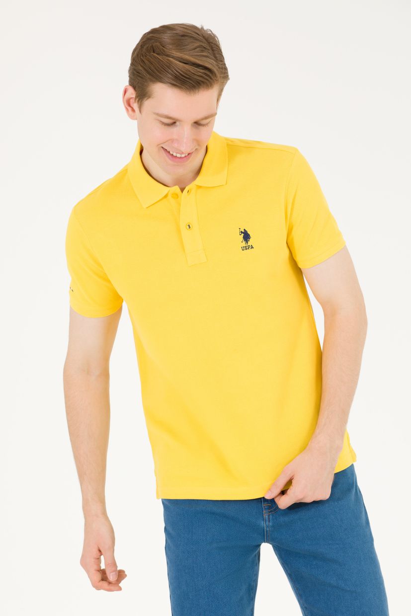 U.S. Polo Basic Polo Shirt For Men, Dark Yellow -L