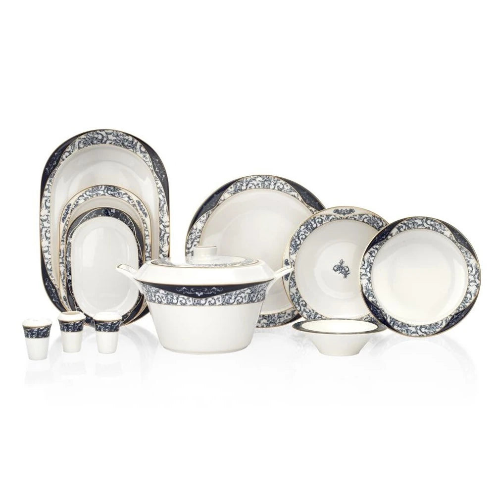 Schäfer Tılsım Lace Dinner Set 60 Pieces - Navy Blue