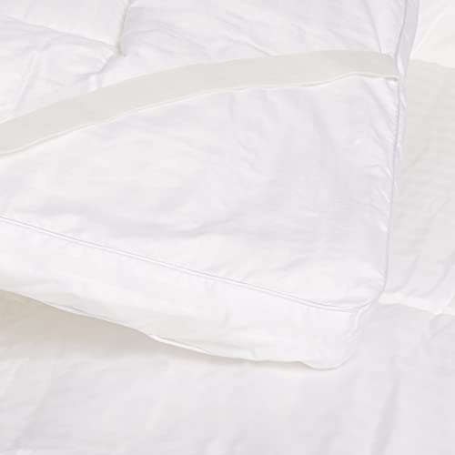 Deyarco Soft Comfort Doublemattress Topper85Gsm Microfiber 1 Cm Stripe Super Soft Fabric 500Gsm Soft, Firm ,And Extra Thick Fibersheet With 4 Sides Elastic Bands-Size: 120 X 200Cm ,White