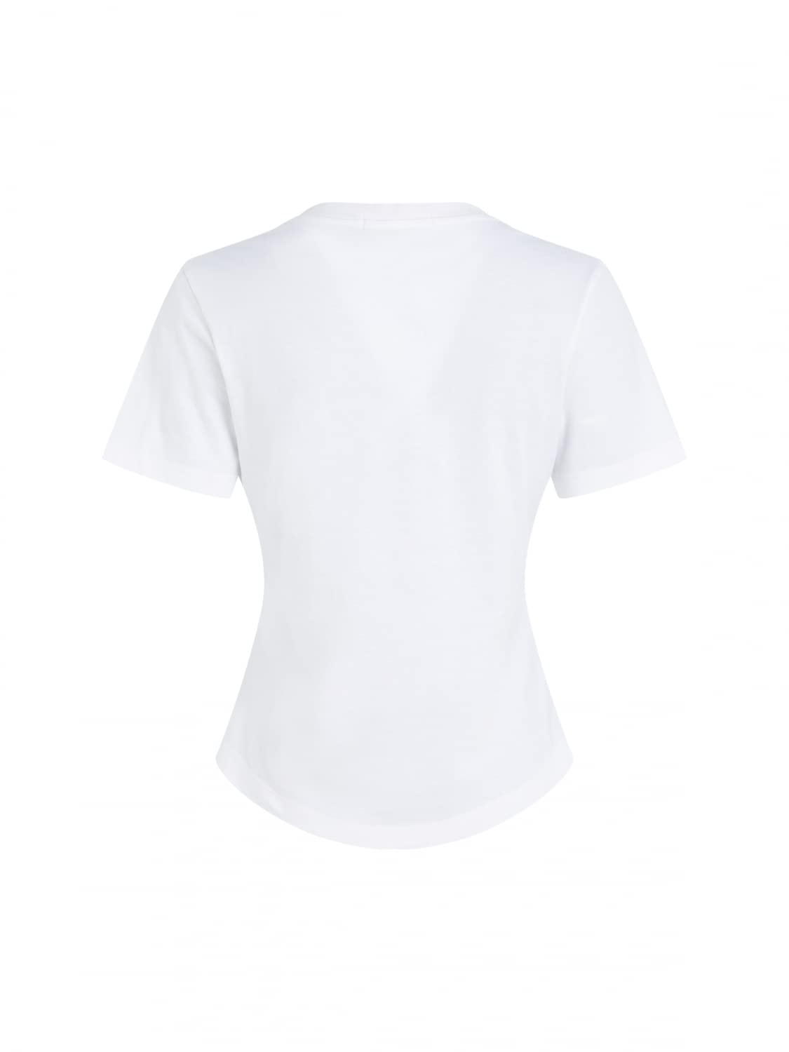 CK JEANS Women's MONOLOGO SLIM V-NEC S/S Knit Tops, Bright White, L