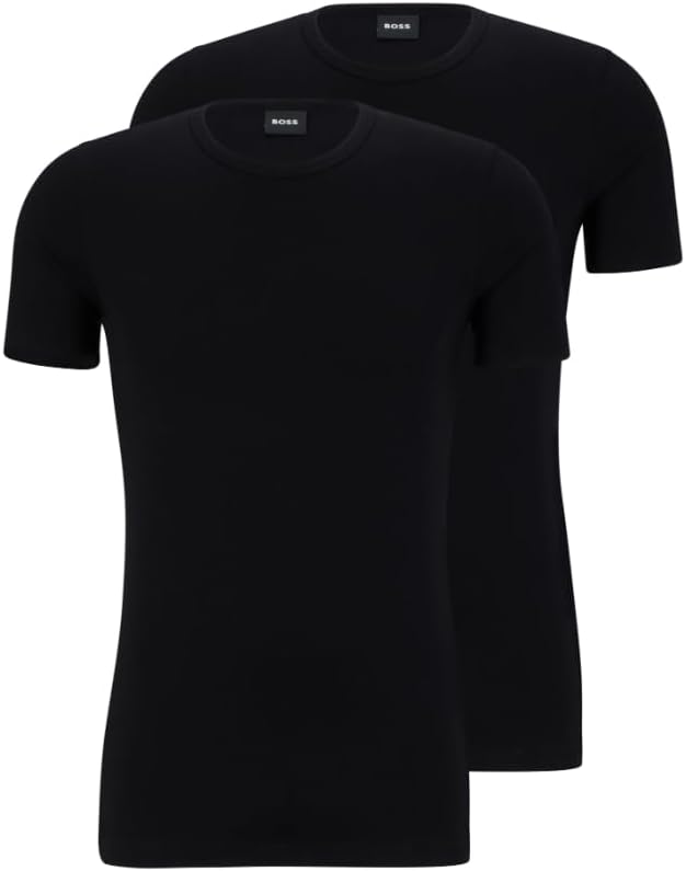 Hugo Boss Men's 2-Pack Round Neck Cotton Stretch T-Shirts.Black.M