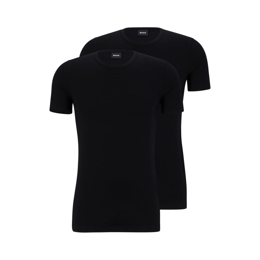 Hugo Boss Men's 2-Pack Round Neck Cotton Stretch T-Shirts.Black.M