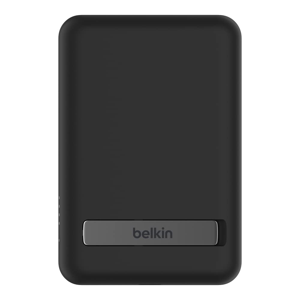 Belkin 5000mAh Magnetic Wireless Power Bank, Portable Charger Compatible with MagSafe, Battery Pack with 7.5W Output, 10W Input and Kickstand, Compatible with iPhone 15, 14, 13, 12 Series - Black