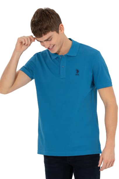 U.S. Polo Basic Polo Shirt For Men, Petrol Blue -M