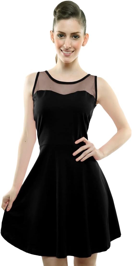 Miss Olive Women's Cotton Skater Mini Dress.Black.L