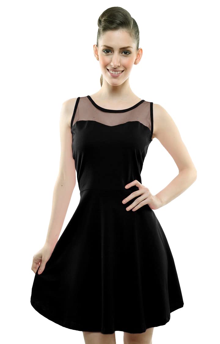 Miss Olive Women's Cotton Skater Mini Dress.Black.L