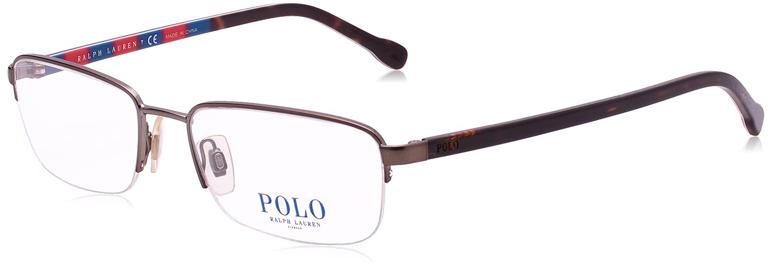 Polo Ralph Lauren Tortoise-Shell Pattern Side-Logo Rectangular Shape Optical Frame for Men, Brown, 53 mm