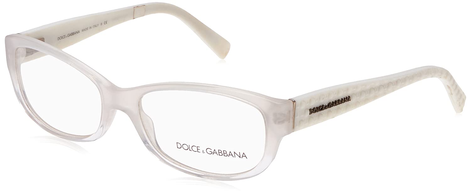 Dolce & Gabbana Patterned Temples Side-Logo Rectangular Shape Optical Frame for Women - White