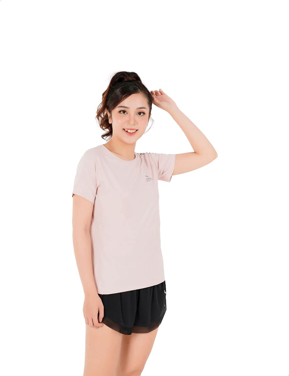 Anta Regular-Fit Front Logo Running T-shirt for Women XXL, Pink