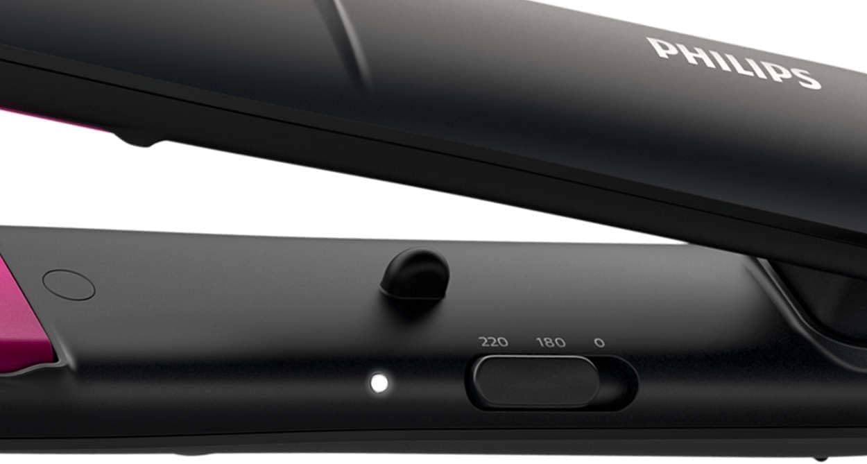 Philips StraightCare Essential ThermoProtect straightener. 2 temperature settings. Temperature range up to 220°C. 3 pin, BHS375/03.