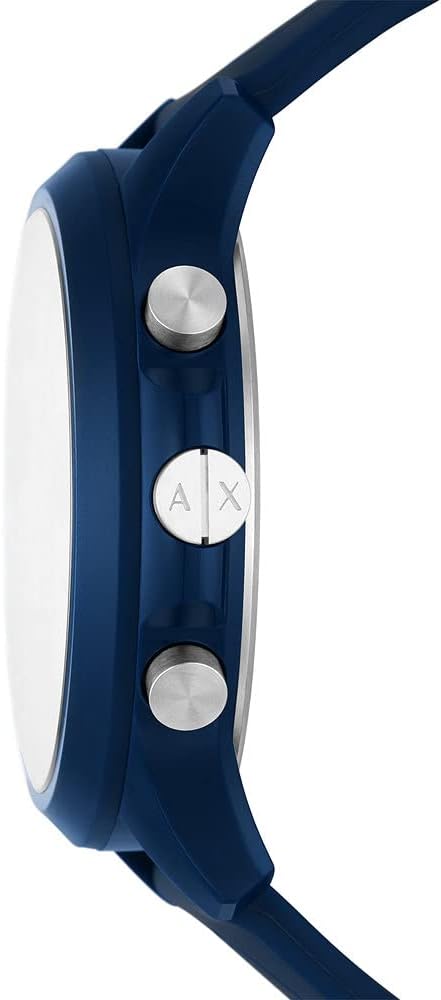 A|X Armani Exchange Mens Chronograph Quartz Watch with Silicone Strap AX2437, Blue, One Size,