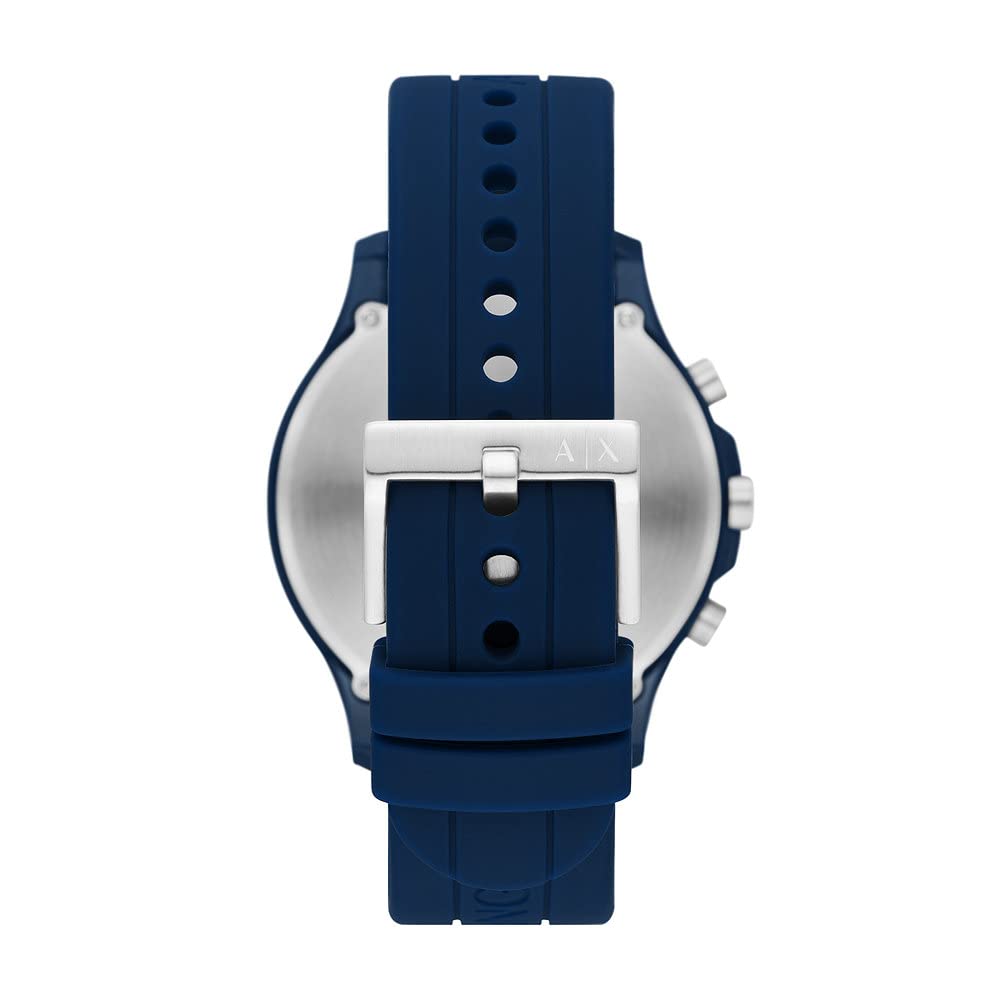 A|X Armani Exchange Mens Chronograph Quartz Watch with Silicone Strap AX2437, Blue, One Size,