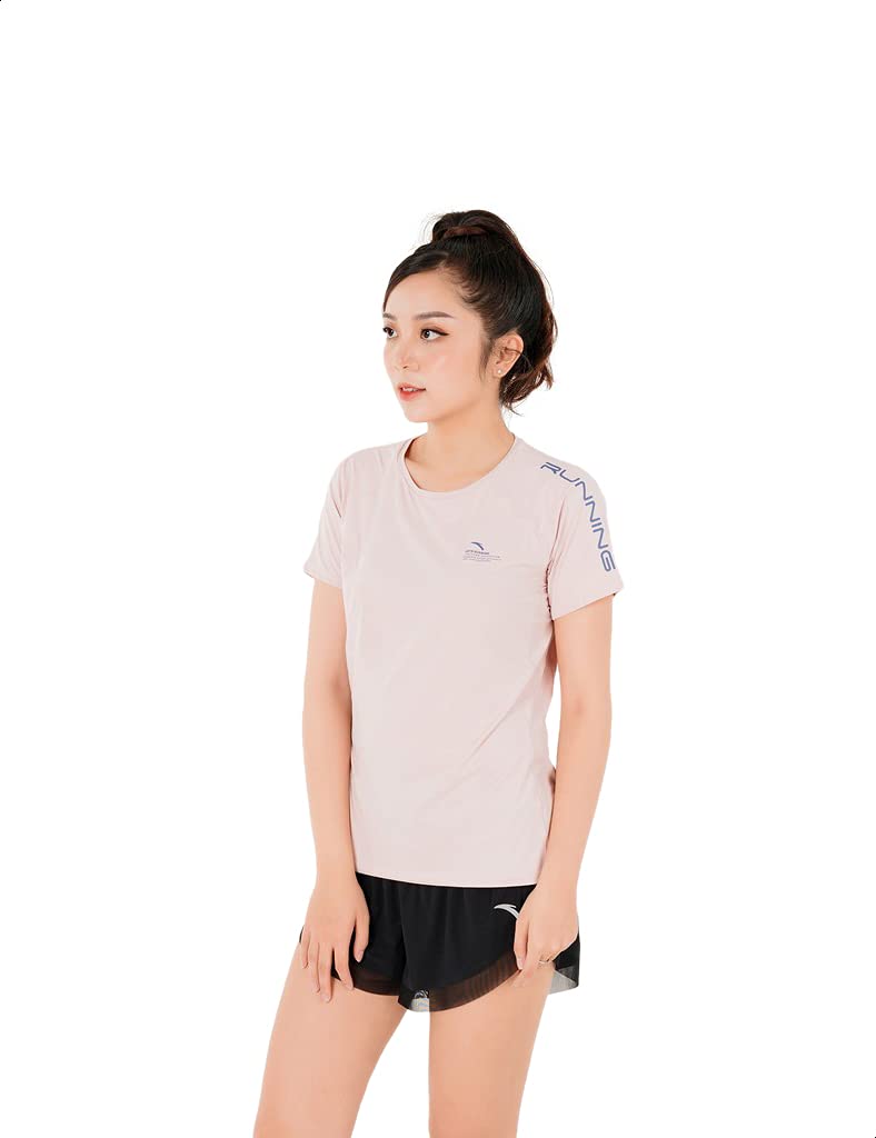 Anta Regular-Fit Front Logo Running T-shirt for Women XXL, Pink