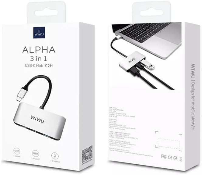 WIWU Alpha 3 In 1 USB-C Hub C2H, Gray  ‎WiWU   