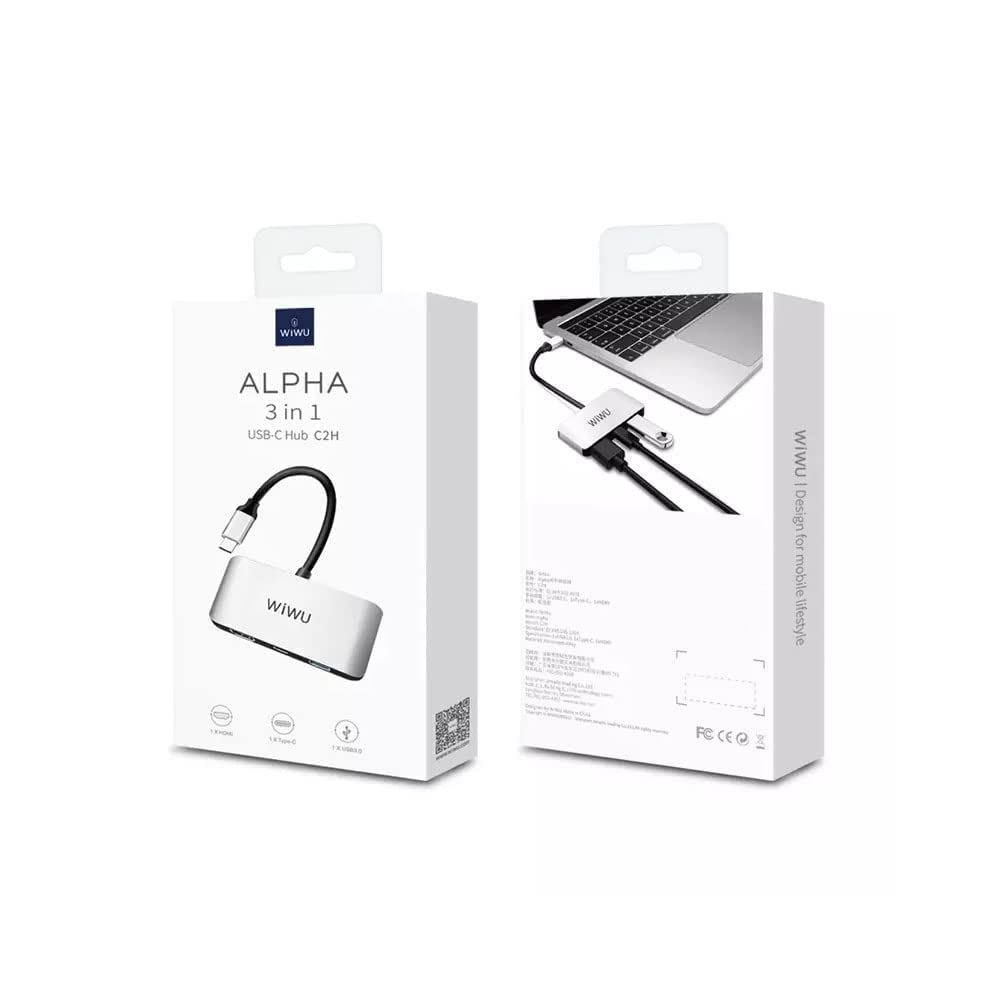 WIWU Alpha 3 In 1 USB-C Hub C2H, Gray  ‎WiWU   