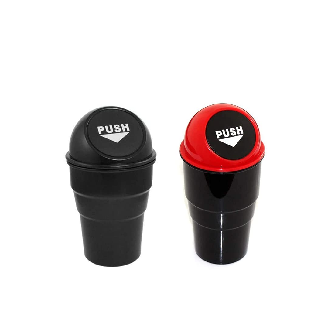 Sulfar Vehicle Automotive Cup Holder Garbage Can Small Mini Trash Bin Car for Office Home - Pack of 2 (Assorted Colour)