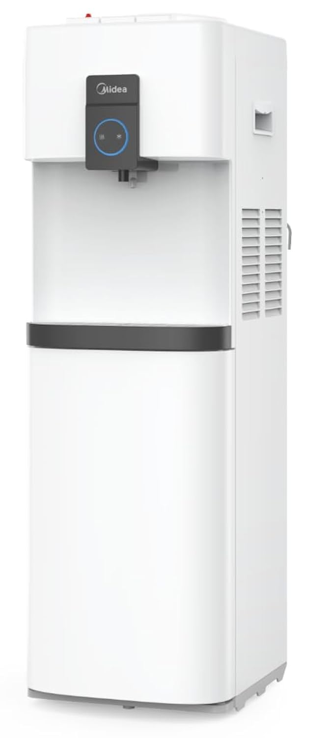 Midea Top Loading Water Dispenser with Bottom Refrigerator, Cold And Ambient Temperature, Cooler Fridge with Large Storage Space, Child Safety lock, Best for Home Kitchen Office & Pantry, YL2037SB