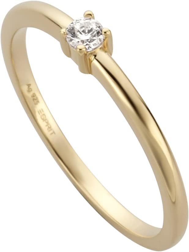 ESPRIT ESRG01601218 Gold Tone Ladies Ebba Ring, Metal, Cubic Zirconia