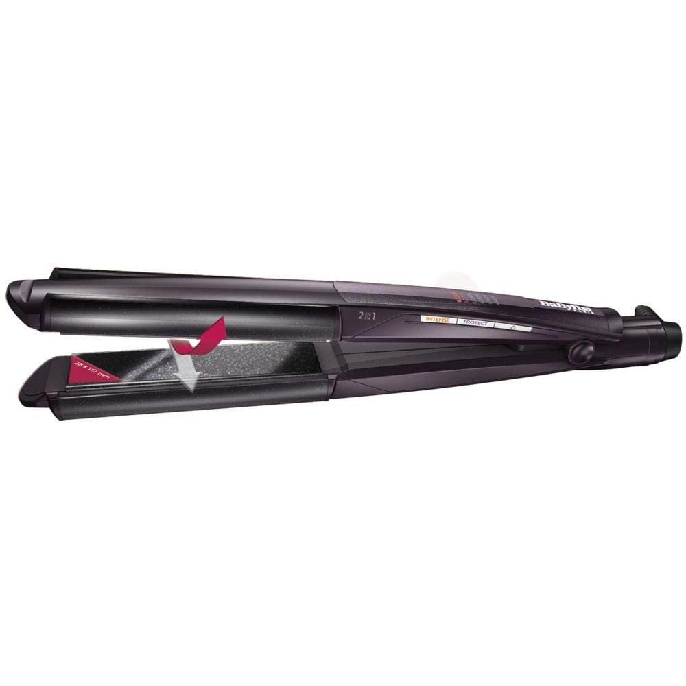 Babyliss 2 in 1 Wet and Dry Hair Curler & Straightener, Black - ST330E