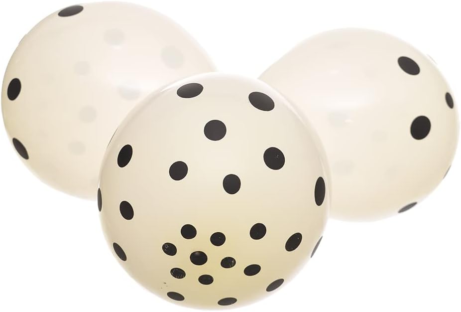 Latex large glossy balloons with points design for party and birthday set of 100 pieces - white black