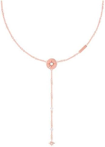 Guess UBN20023 Stainless Steel Zircon Embellished Engraved Logo Y Necklace - Rose Gold