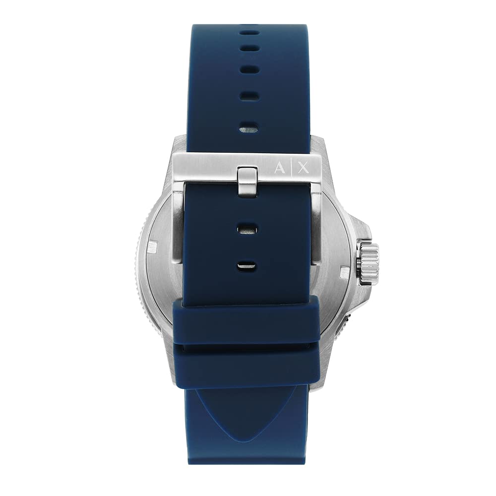 Armani Exchange AX1851 Men's Stainless Steel Quartz Watch with Silicone Strap - Blue