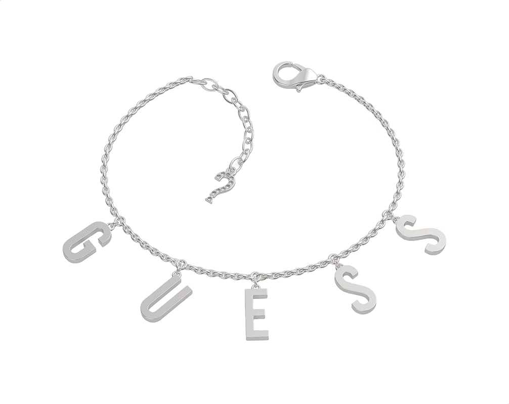 Guess UBB20002-S Stainless Steel Letter Charms Chain Bracelet - Zircon