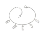 Guess UBB20002-L Stainless Steel Letter Charms Chain Bracelet - Stainless Steel, Zircon