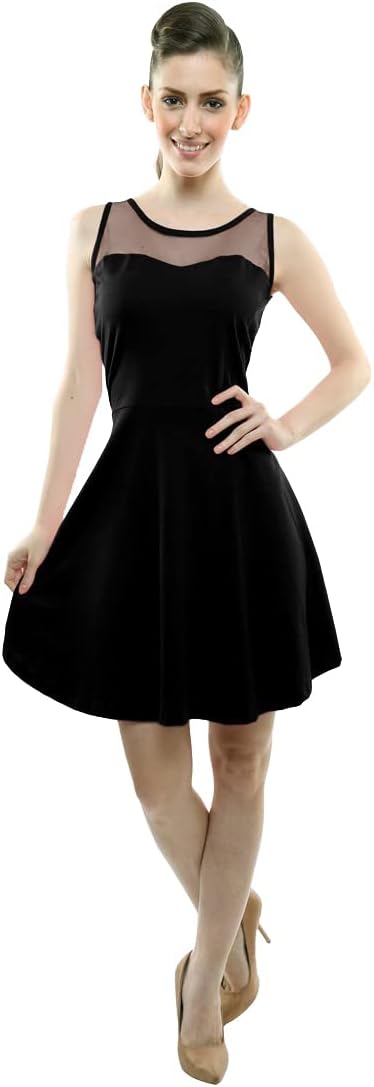 Miss Olive Women's Cotton Skater Mini Dress.Black.L