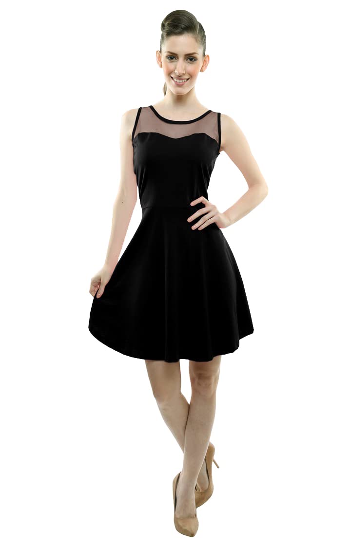 Miss Olive Women's Cotton Skater Mini Dress.Black.L