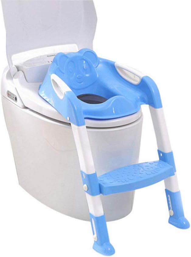 COOLBABY Potty Training Seat For Kids Toddler Toilet Potty Chair With Sturdy Non-Slip Step Stool Ladder Comfortable Handles And Splash Guard Foldable Toilet Seat For Boys And Girls