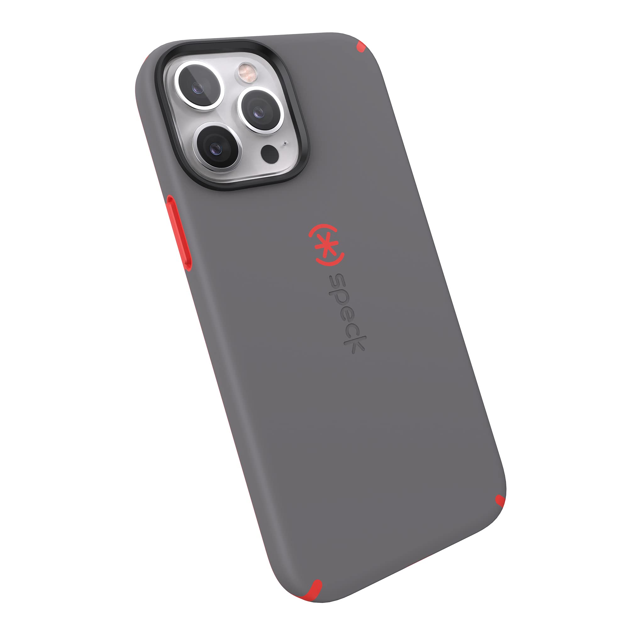 Speck Products CandyShell Pro iPhone 13 Pro Max/iPhone 12 Pro Max Case, Moody Grey/Turbo Red