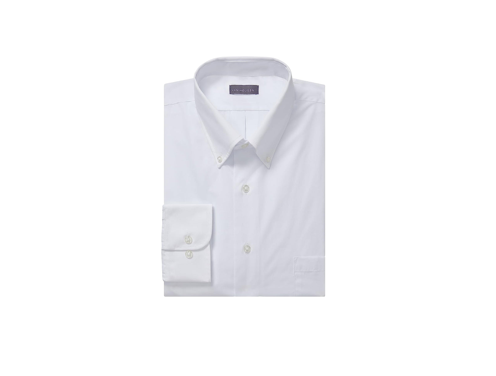 Van Heusen Men's Dress Shirts Regular Fit Silky Poplin Solid Color: White Size: S