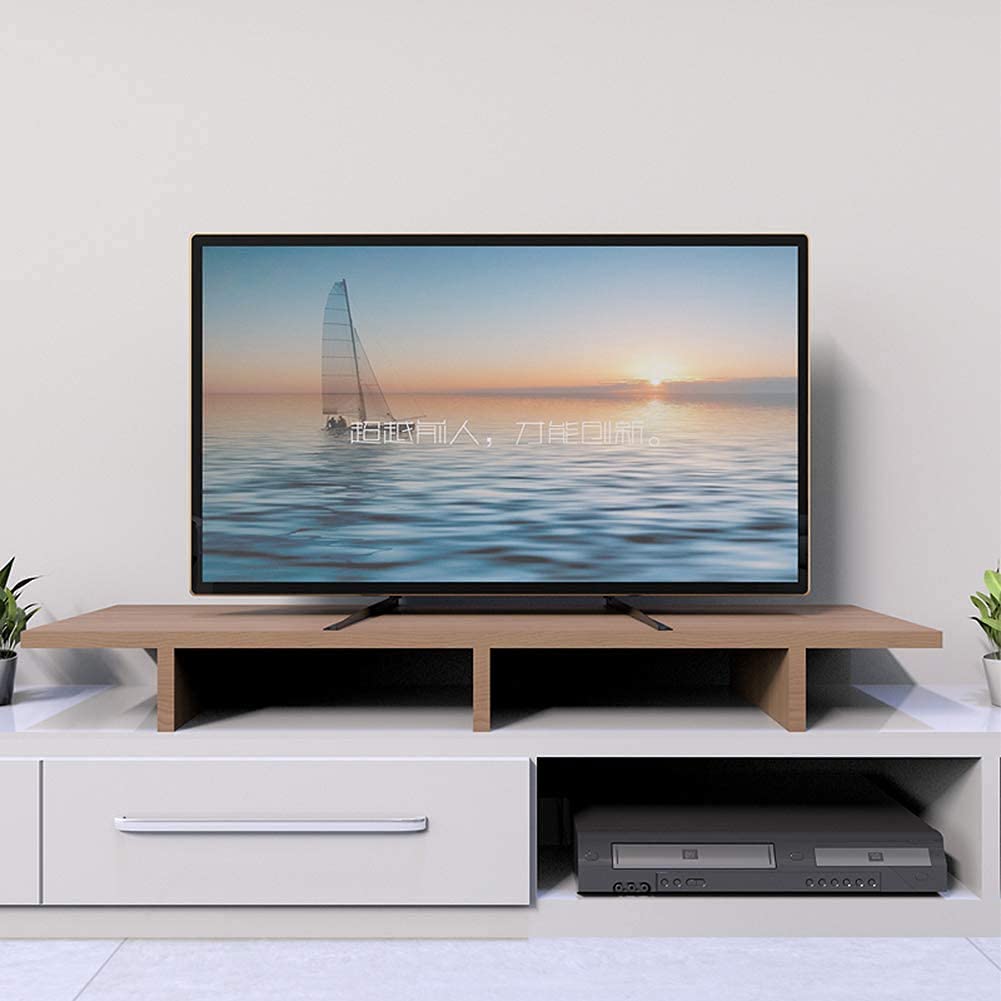 BEETEC Universal Tabletop TV Stand for 32 to 75 Inch Screens with Height Adjustment - 77 lbs Capacity, Black