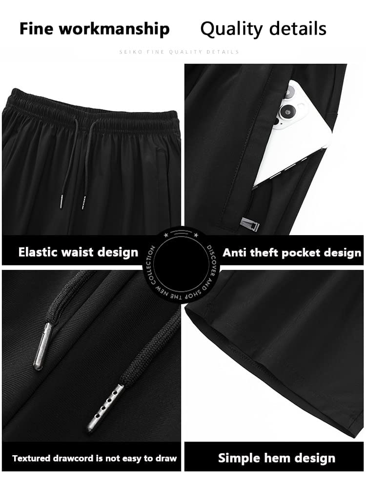 Men's Workout Running Shorts Sports Fitness Gym Training Quick Dry Athletic Performance Shorts with Zip Pockets