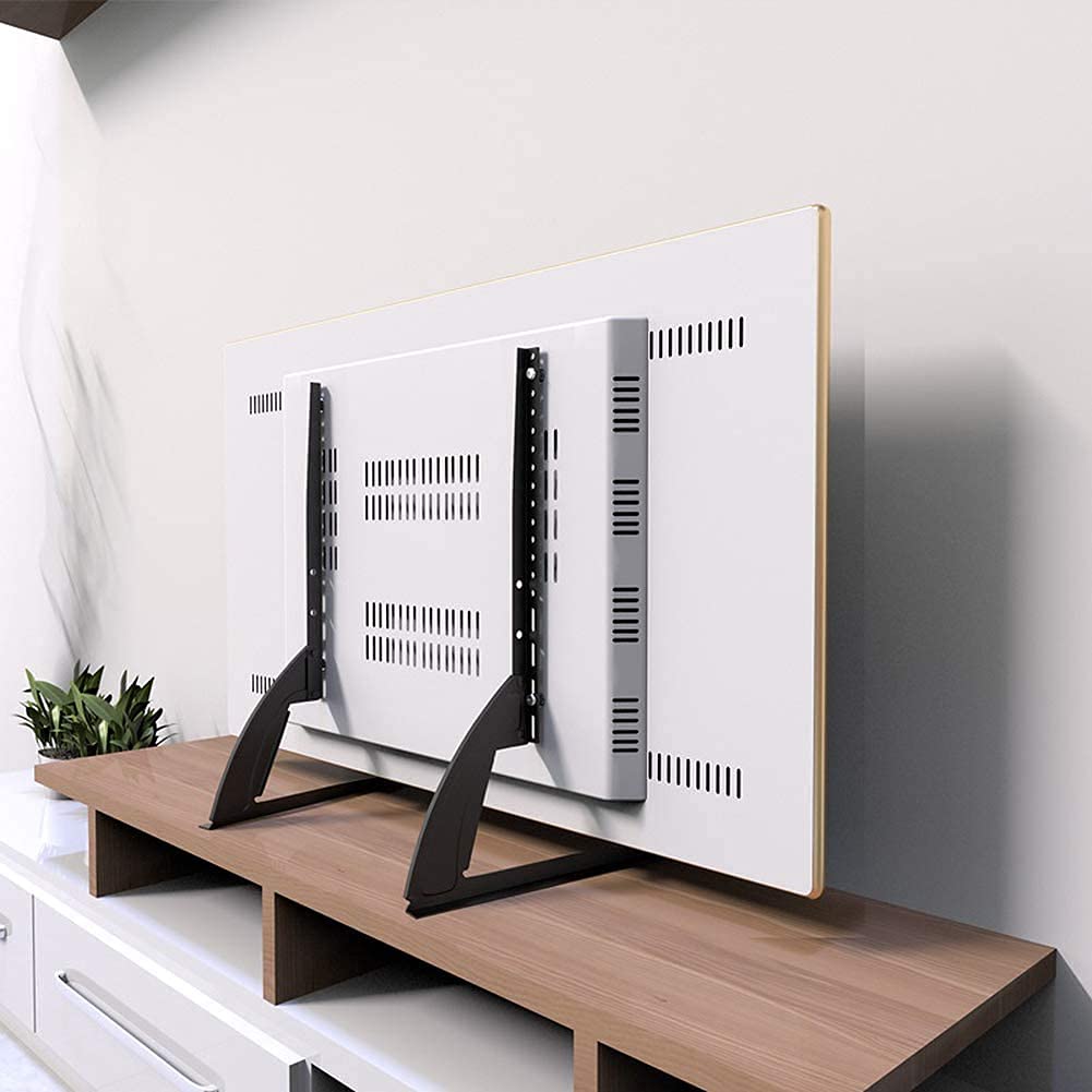 BEETEC Universal Tabletop TV Stand for 32 to 75 Inch Screens with Height Adjustment - 77 lbs Capacity, Black