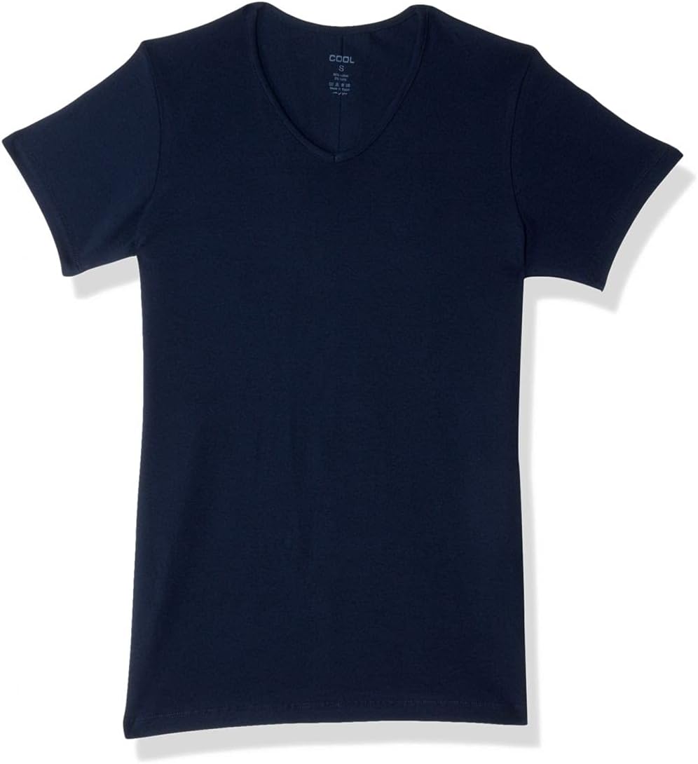 Cool Plain Short Sleeves V-Neck Undershirt for Men, Navy, 3XL