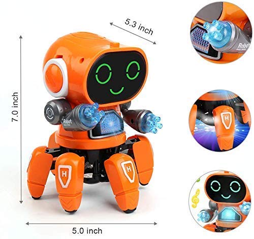 SGT-Bot Robot Pioneer - Dancing Robot Toy with Colorful Lights and Music for Boys and Girls (Orange)