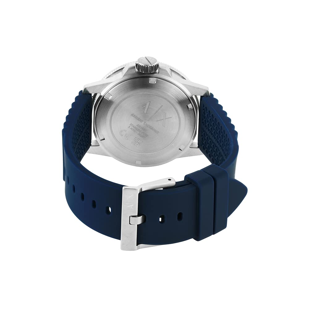 Armani Exchange AX1851 Men's Stainless Steel Quartz Watch with Silicone Strap - Blue