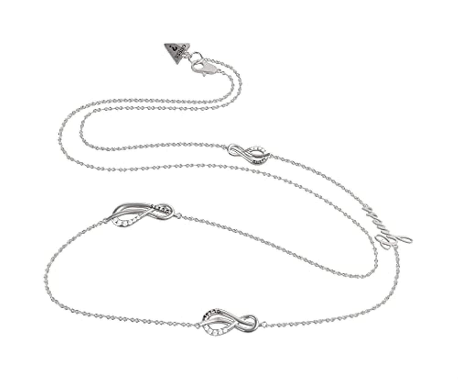 Guess UBN20079 Stainless Steel Zircon Embellished Infinity Shaped Station Necklace